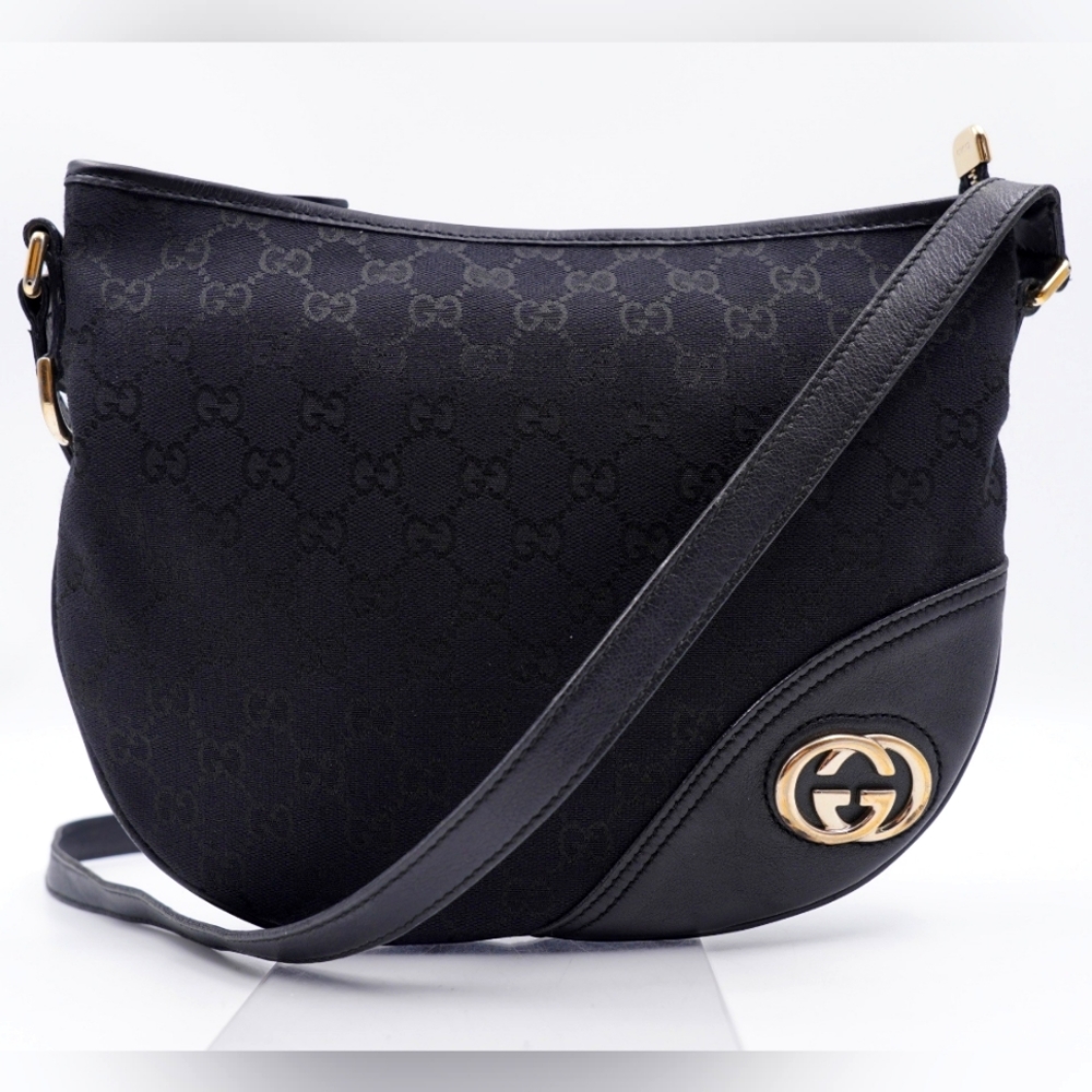 GUCCI Monogram New Britt Half Moon Crossbody
